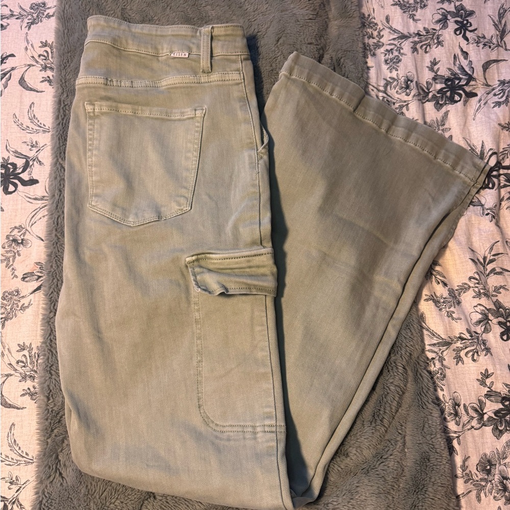 Elegant Light Green Flare Jeans